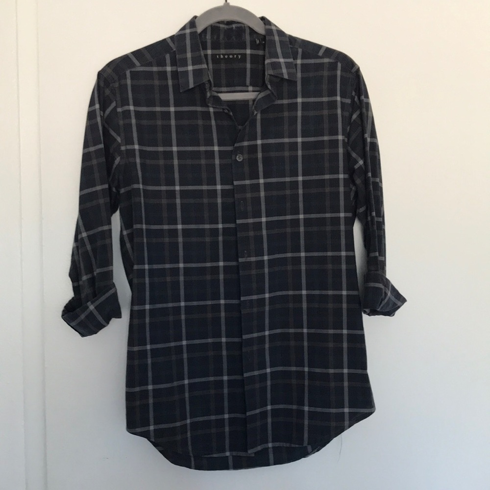 Theory plaid long sleeve button up